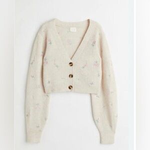 H&M | Floral Embroidered Beige cardigan